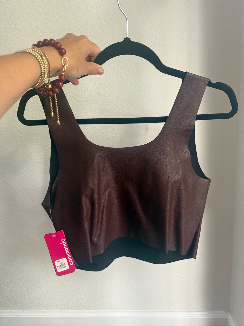 Commando Dark Burgundy Vegan Leather Crop Tank